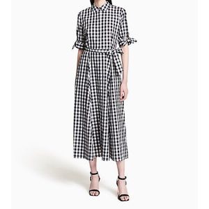 GINGHAM TIE SLEEVE MAXI DRESS - Calvin Klein